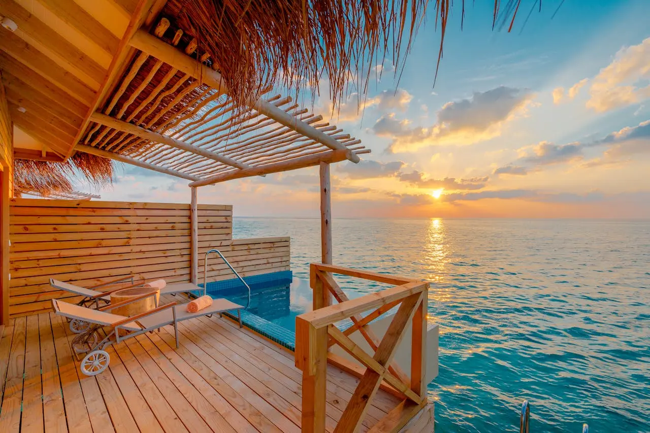 Four Seasons Landaa Giraavaru spa pavilion overlooking turquoise water