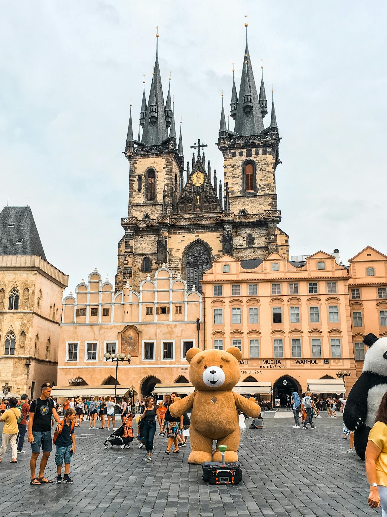Prague city view with Charles Bridge and ancient ruins