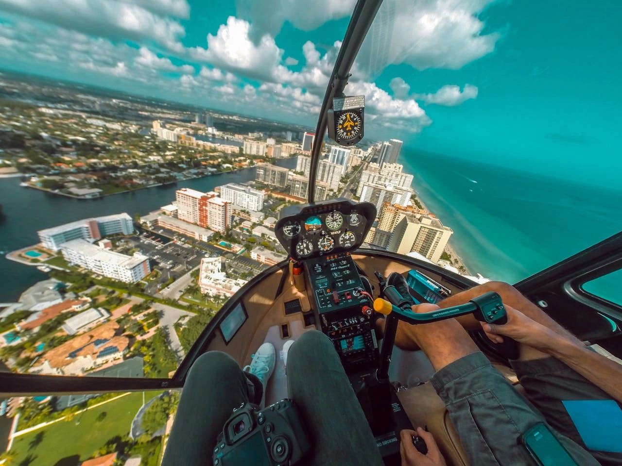 a traveller experiencing luxury in a private helicopter tours