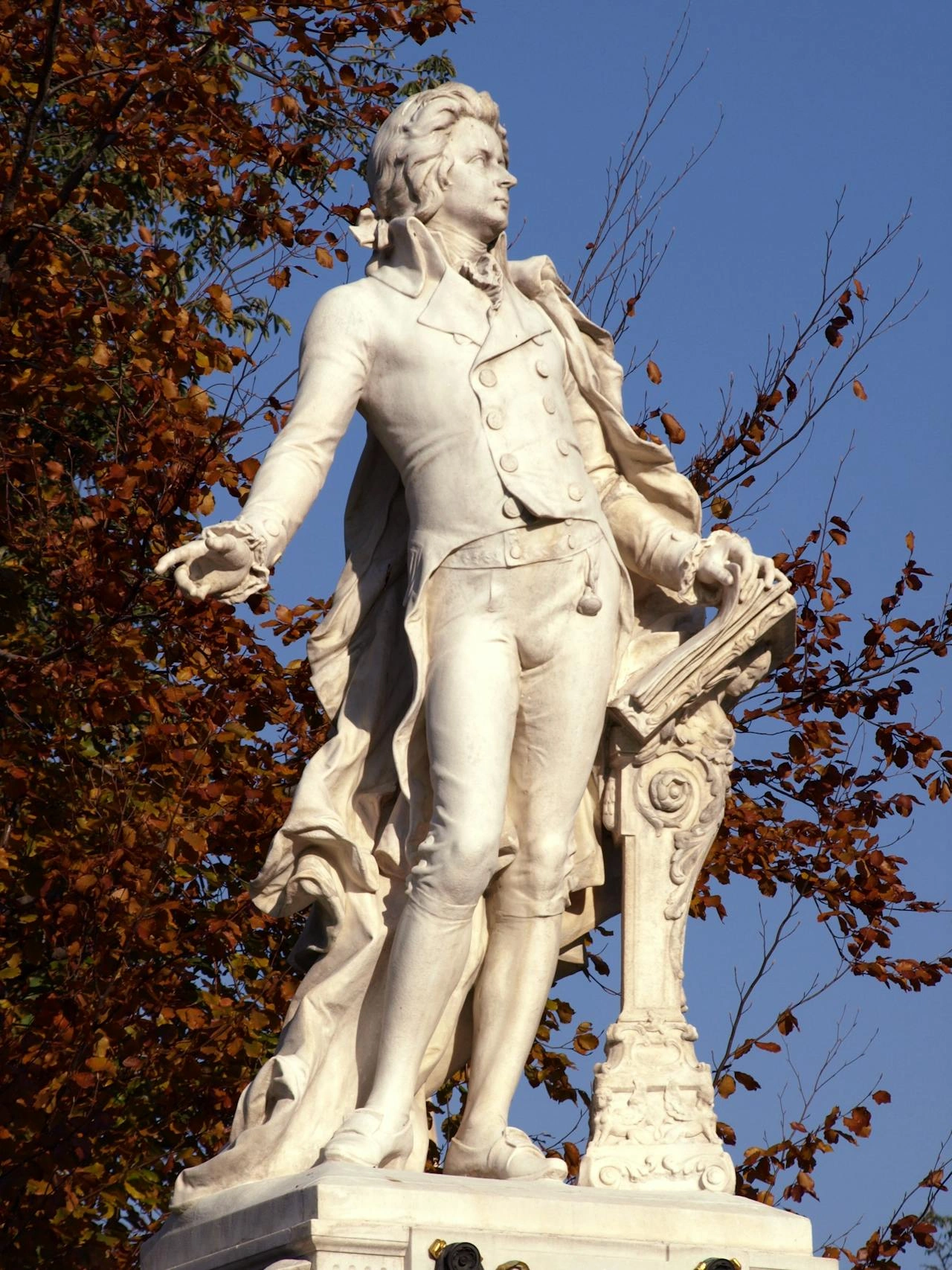 Vienna historical stature and architecture view in the city center with blue sky background